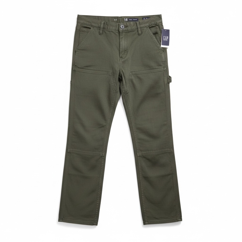 NWT GAP Boys Original Straight Leg Olive Green Carpenter Style Jeans Casual